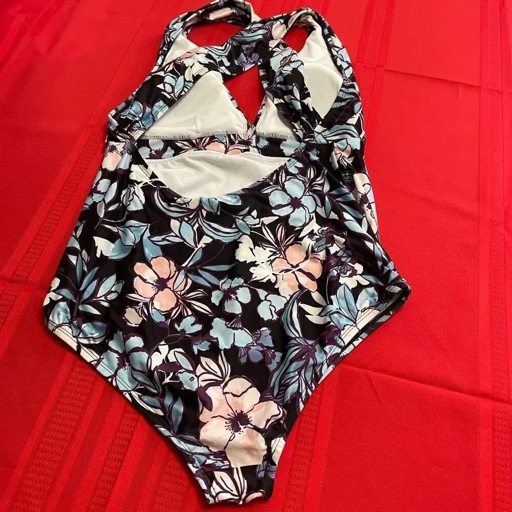 Beach Scene Collection Floral One Piece Bathing Suit Size Large - Picture 3 of 5